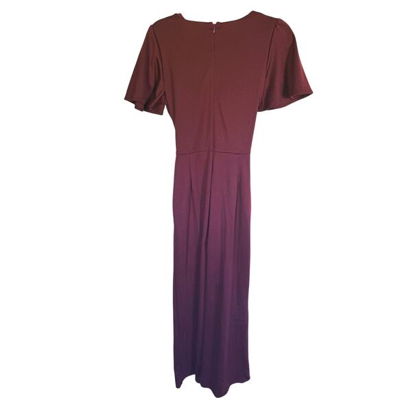 Worthington Belted V-Neck Jumpsuit 8 Wine Maroon Garnet Burgundy Event Holiday - Picture 3 of 6